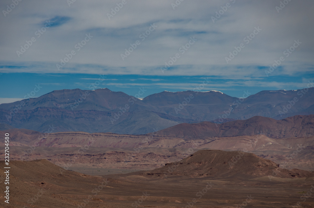 Panorama of High Atlas mountain range in central Morocco. Northern Africa