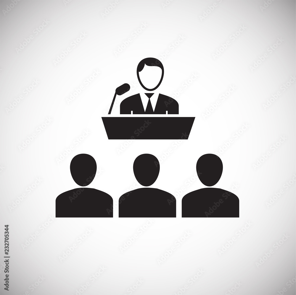 Public speech on white background icon