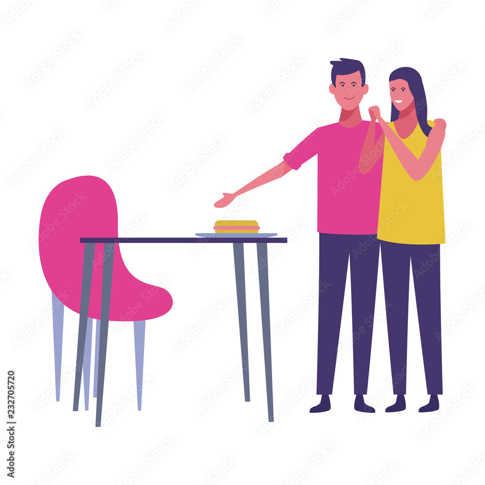 Fototapeta premium Couple having fun cartoons