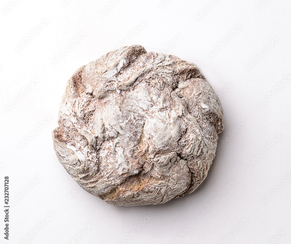 Round embossed bread. View from above. Round embossed bread. View from above.