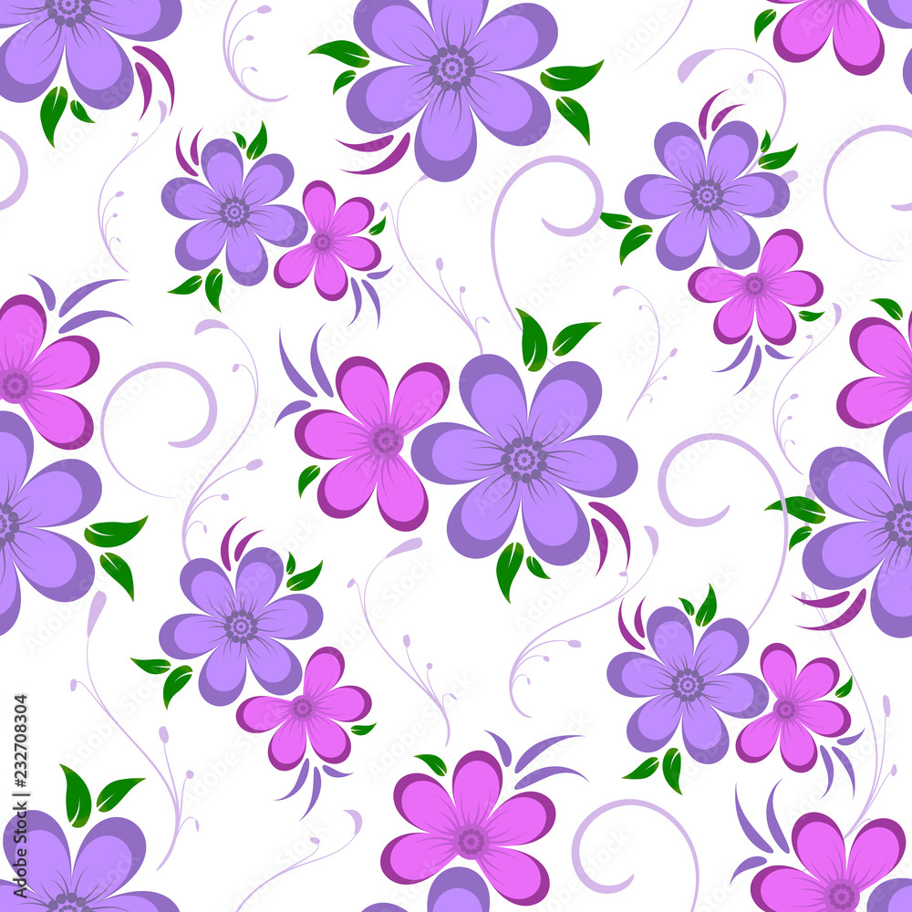 Seamless flower ornament on white background Seamless flower ornament on white background