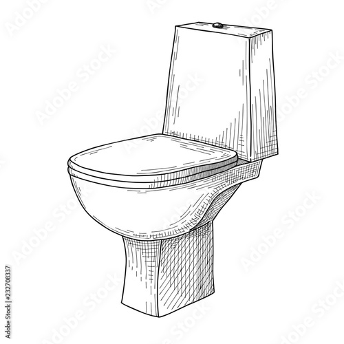 Sketch of toilet bowl isolated on white background.