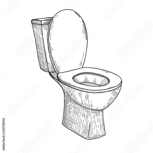 Sketch of toilet bowl isolated on white background.