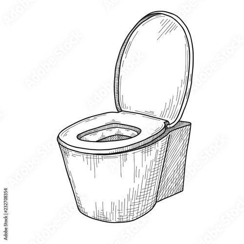 Sketch of toilet bowl isolated on white background.