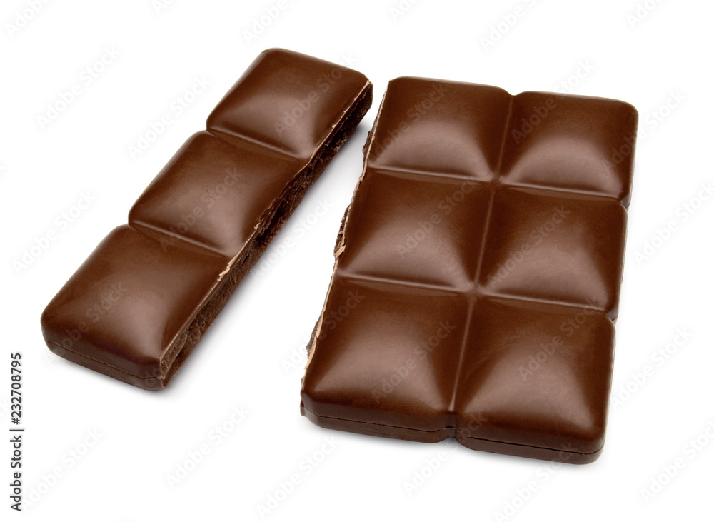 Dark Chocolate Bar or tablets isolated on white background Dark Chocolate Bar or tablets isolated on white background
