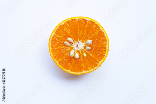 Fresh orange isolated on white background.