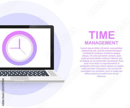Time management banner with character and text place. Can use for web banner, infographics, hero images
