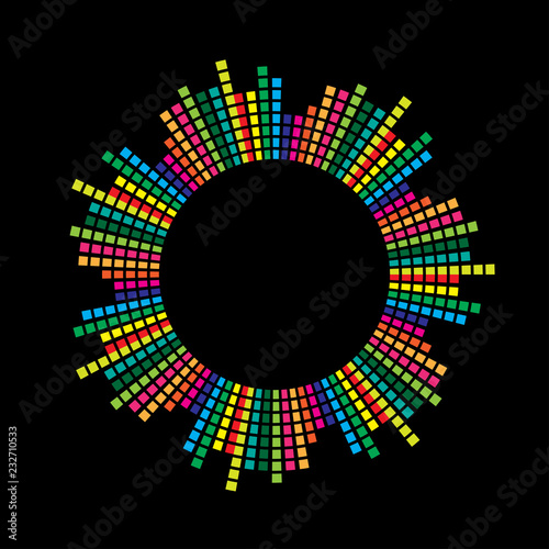 circle mosaic equalizer  design isolated on black background