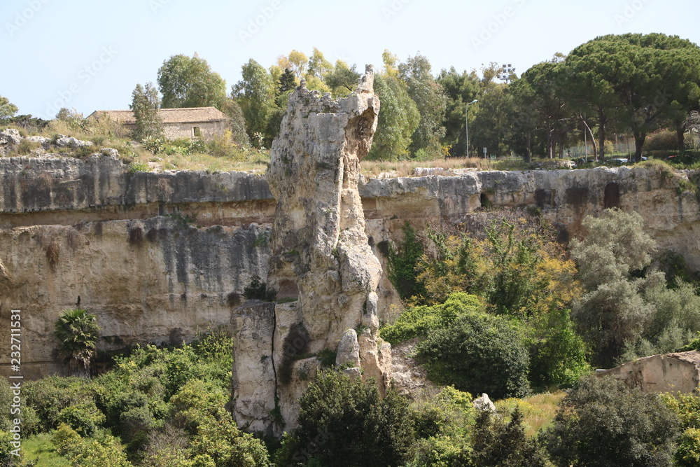 Latomia del Paradiso in Parco Archeologico della Neapoli in Syracuse, Sicily Italy