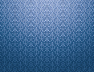 Blue wallpaper with damask pattern
