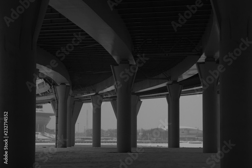 Bridge detail black and white. architecture lines. abstract background © maxkolmeto