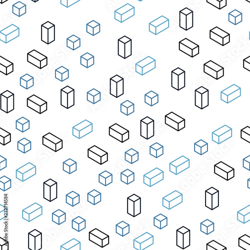 Light BLUE vector seamless, isometric template with rhombus.