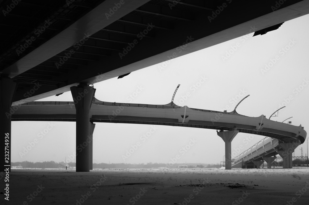 Bridge detail black and white. architecture lines. abstract background Bridge detail black and white. architecture lines. abstract background
