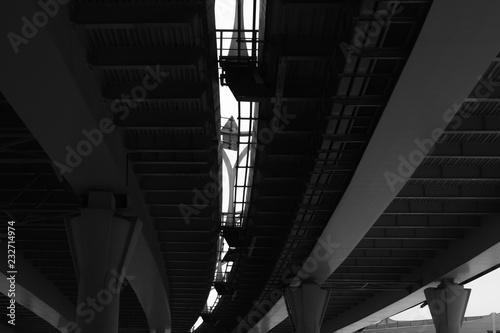 Bridge detail black and white. architecture lines. abstract background