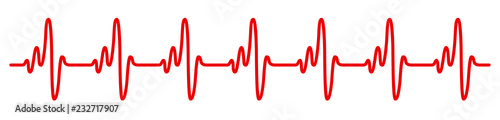 Heart pulse, cardiogram sign, heartbeat, one line - vector illustration
