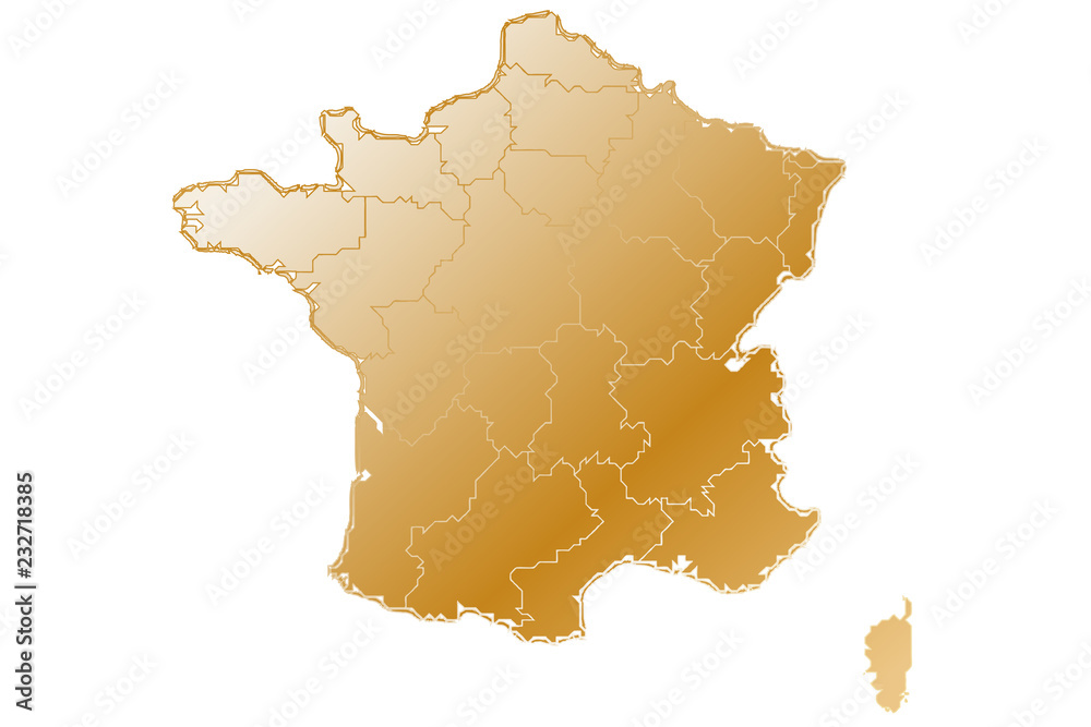 Obraz premium Mapa dorado de Francia.