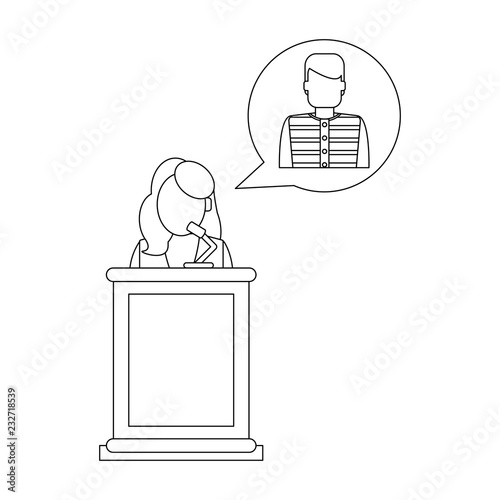 Lawyer defending client black and white