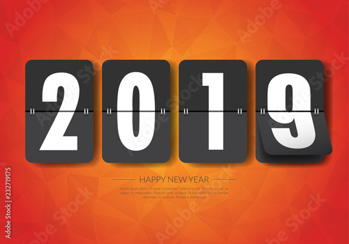 Happy new 2019 year. Greetings card. Colorful design. Vector illustration. photo