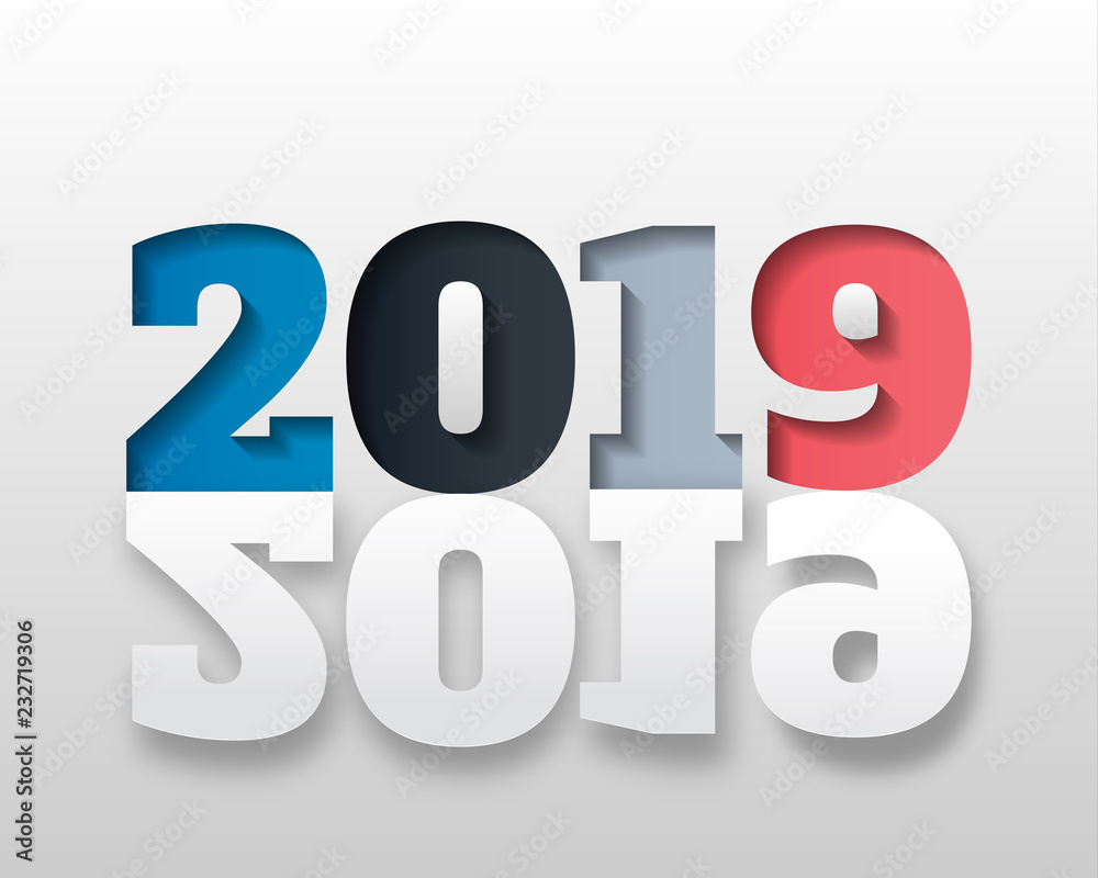 Happy new 2019 year. Greetings card. Colorful design. Vector illustration. Happy new 2019 year. Greetings card. Colorful design. Vector illustration.