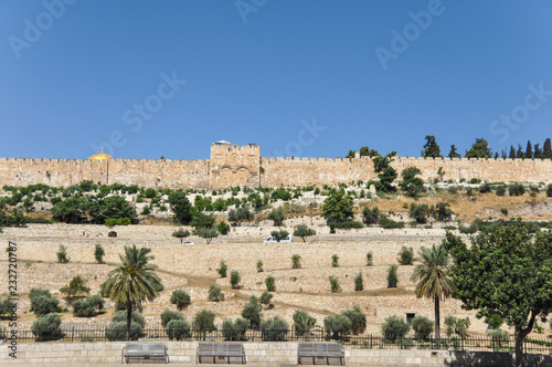 View from the Mount of Olives of the Golden Gate in Ierusalim