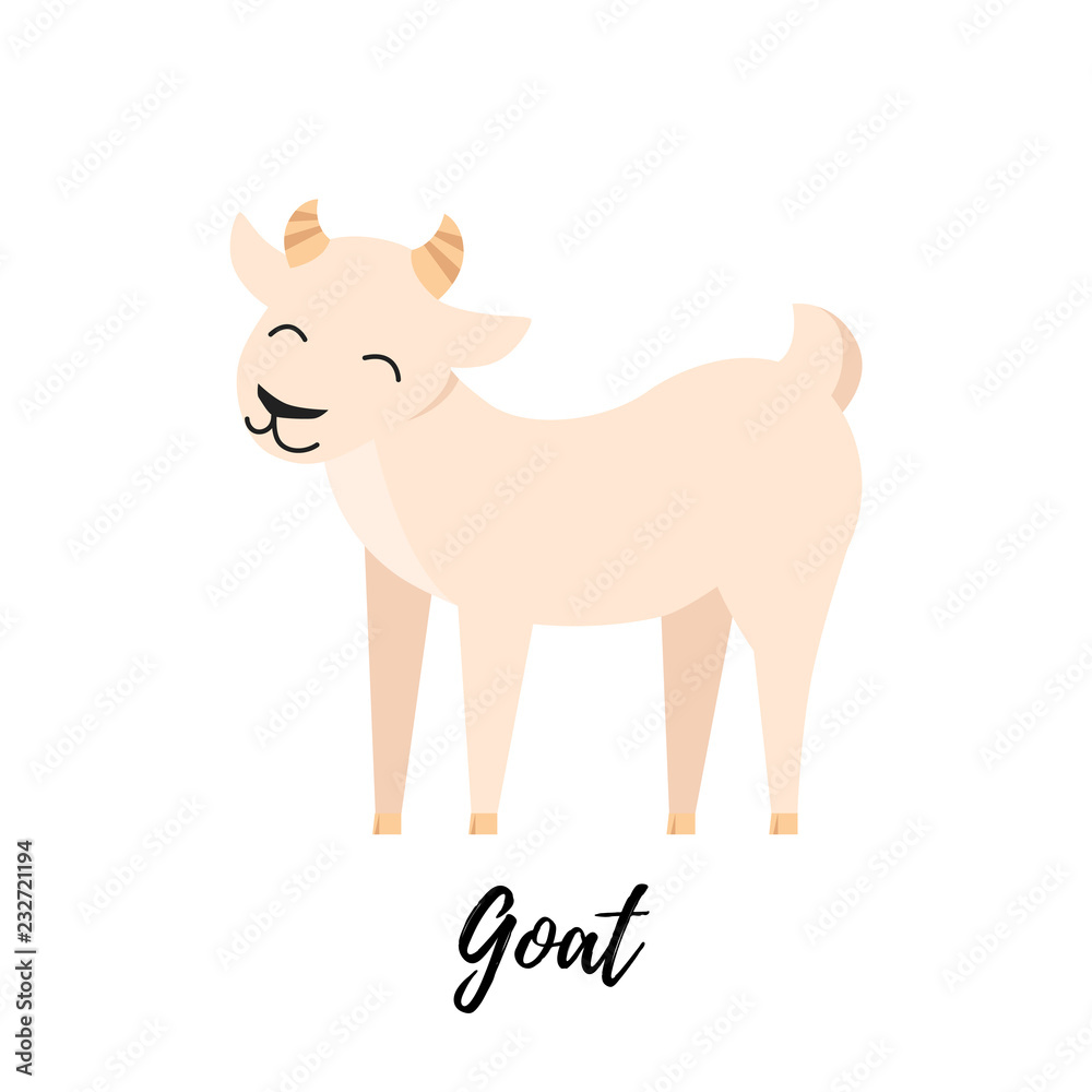 Obraz premium Cute goat kid isolated. Domestic animal vector illustration