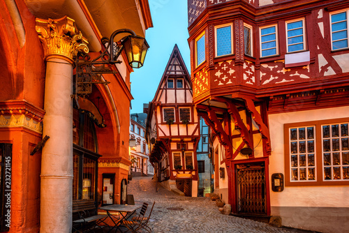 Half-timbered houses in medieval Old Town of Bernkastel, Moselle valley, Germany photo