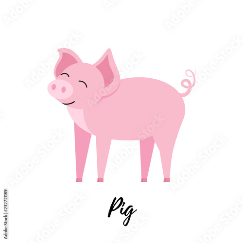 Cute piggy isolated. Domestic pig kid vector illustration © varfolomeija