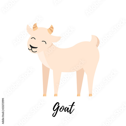 Cute goat kid isolated. Domestic animal vector illustration