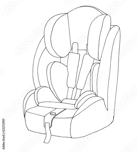 Sketch of a children's car seat. Child safety. Vector illustration