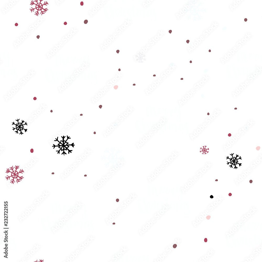 Light Pink, Red vector seamless template with ice snowflakes.