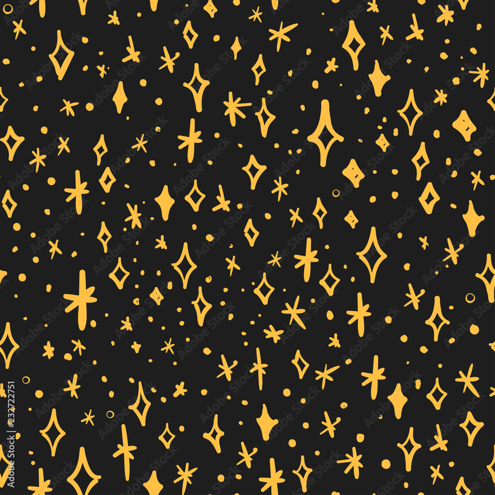 Twinkling stars seamless repeat pattern