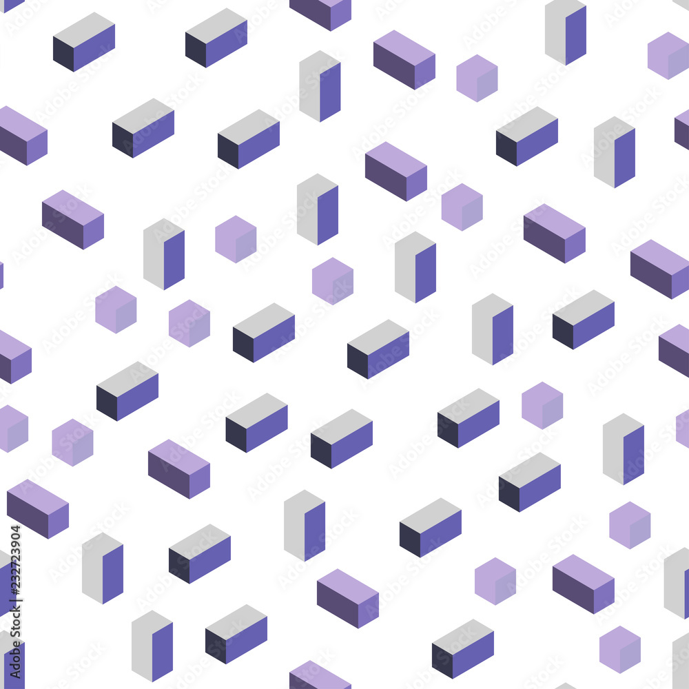 Fototapeta premium Light Purple vector seamless, isometric texture in rectangular style.