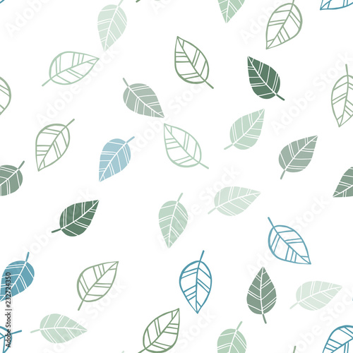 Light Blue, Green vector seamless elegant template with leaves.
