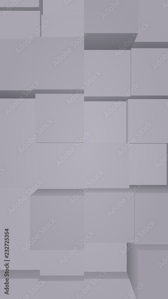 Obraz premium Abstract gray elegant cube geometric background. Chaotically advanced rectangular bars. 3D Rendering, 3D illustration