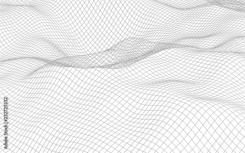 Abstract landscape on a white background. Cyberspace grid. Hi-tech network. 3d illustration