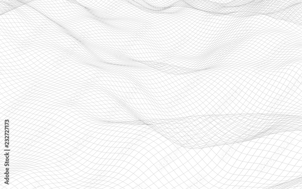 Abstract landscape on a white background. Cyberspace grid. Hi-tech network. 3D illustration Abstract landscape on a white background. Cyberspace grid. Hi-tech network. 3D illustration