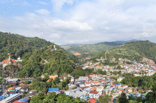 Landscape view over Tachileik community myanmar between border thai -  myanmar from Wat Prathat Doi Wao  temple view point  at Maesai, Chiangrai, Thailand.  photo