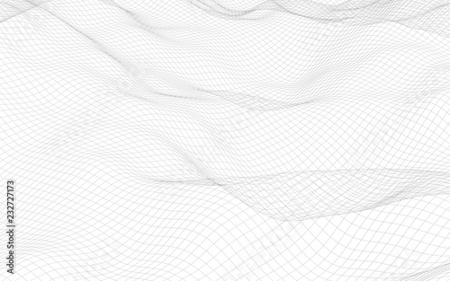 Wallpaper Mural Abstract landscape on a white background. Cyberspace grid. Hi-tech network. 3D illustration Torontodigital.ca