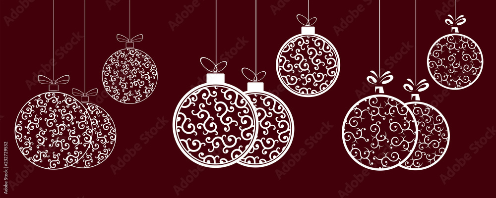 Composition of beautiful Christmas balls in retro style, design element.