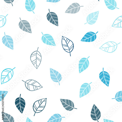 Light BLUE vector seamless natural background with leaves.