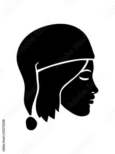 Comic Schwarz Cartoon Schlafen Mutze Gesicht Kopf Weiblich Frau Girl Madchen Hubsch Schon Haare Ruhe Clipart Design Stock Illustration Adobe Stock