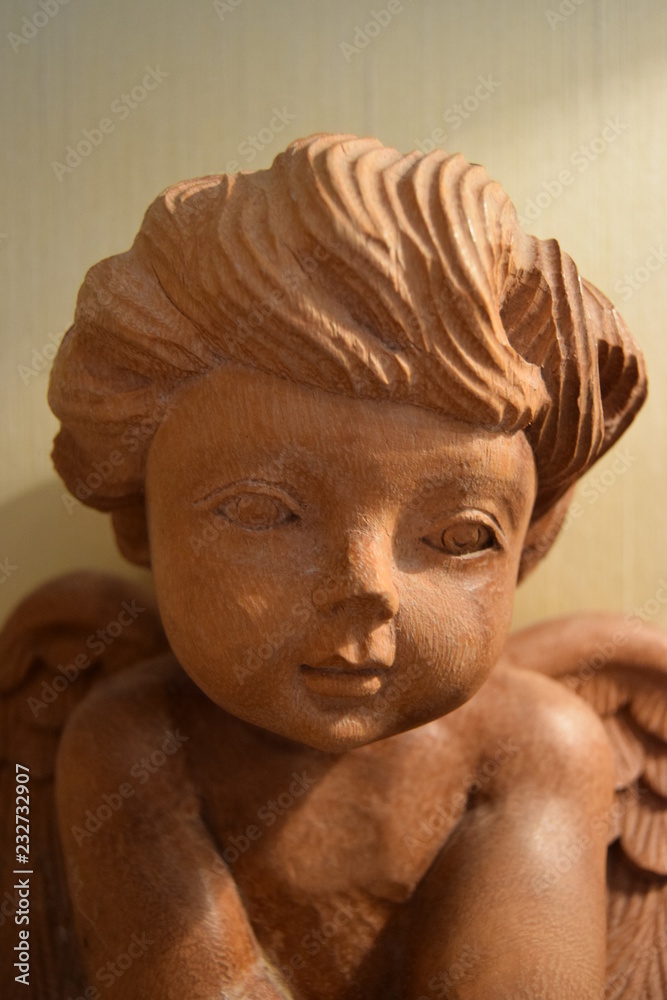 Antique wooden cherub angel 2