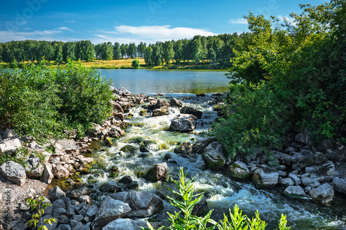 River Shipuniha. The town of Iskitim, Spoon, Novosibirsk oblast, Russia photo