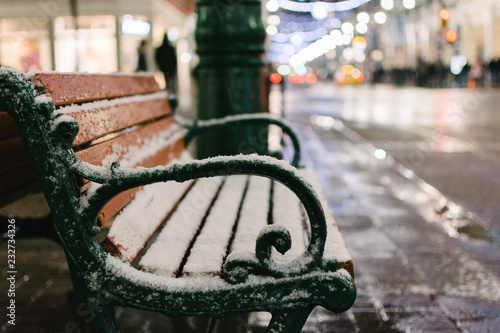 Snowy bench in Winter © josev82