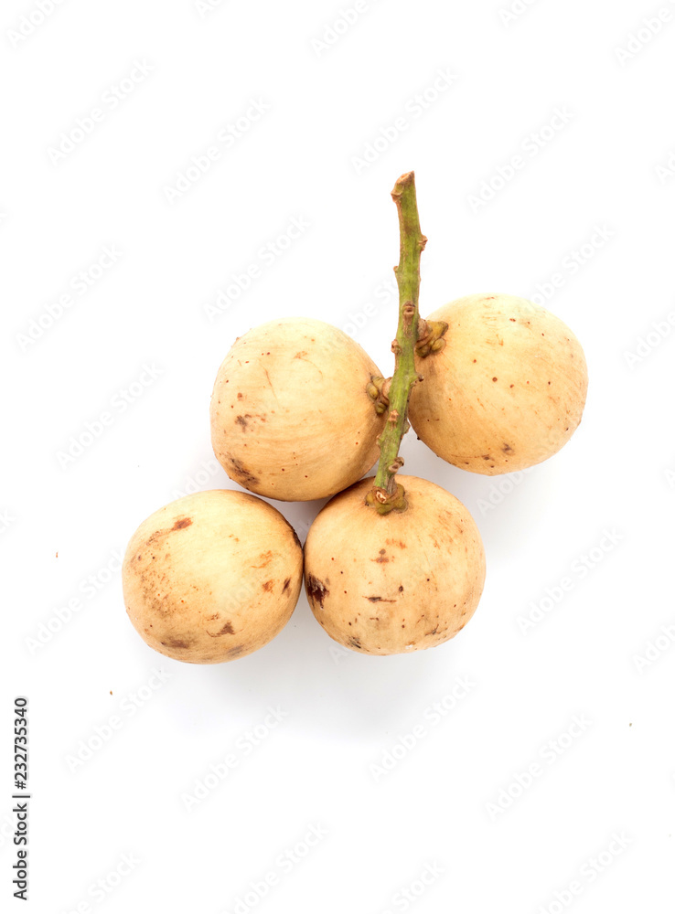 Long Gong fruit ,Lansium parasiticum on a white background Long Gong fruit ,Lansium parasiticum on a white background