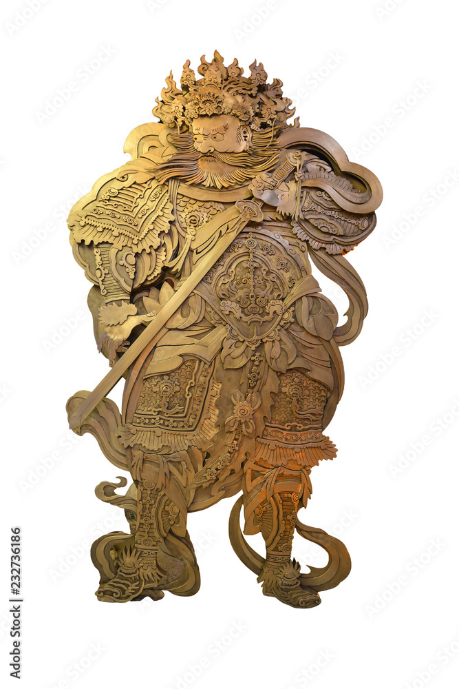.Ancient warrior Guardian at the temple in Seoul, South Korea .Ancient warrior Guardian at the temple in Seoul, South Korea