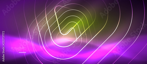 Color shiny neon lights background with abstract lines