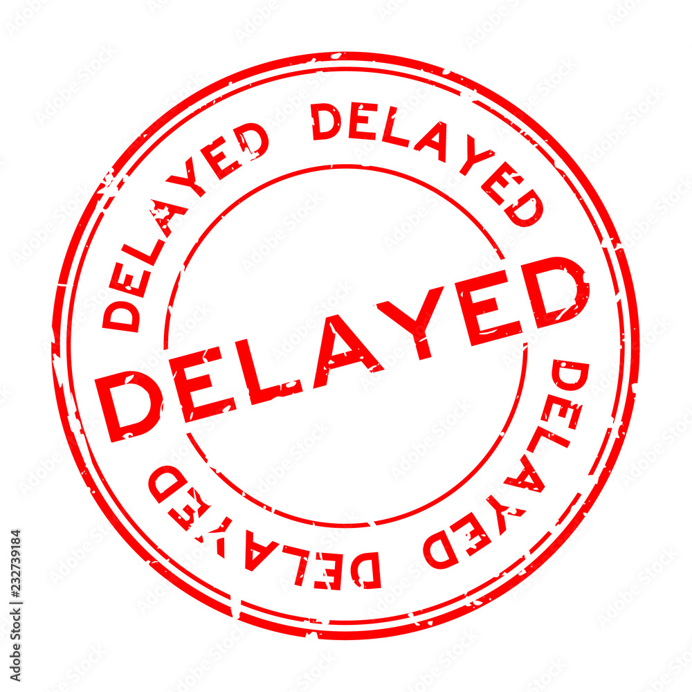 Grunge red delayed word round rubber seal stamp on white background Grunge red delayed word round rubber seal stamp on white background