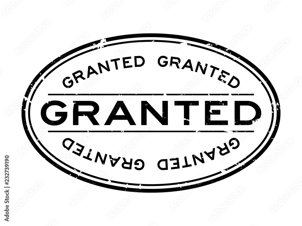 Grunge black granted word oval rubber seal stamp on white background
