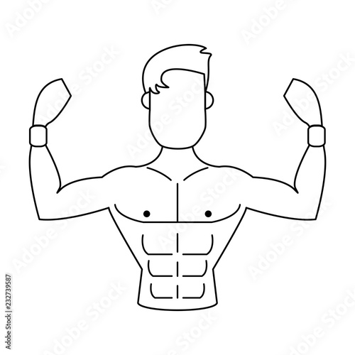 Man flexing muscular arms
